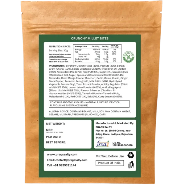 Package label - Crunchy Millet Bites